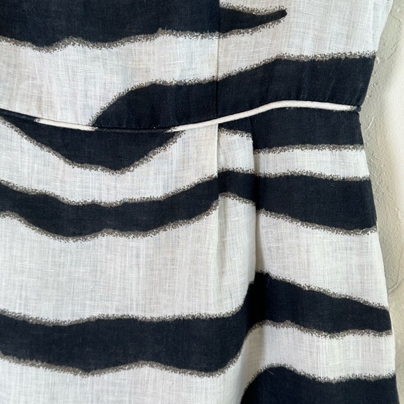 Banana Republic Zebra Print 100% Linen Career Back Zip Dress with Pleats Sz 4 - Picture 3 of 12